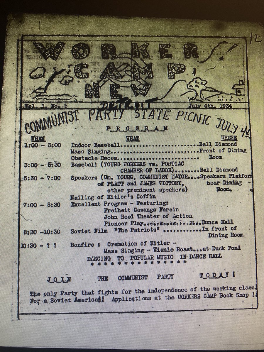Communist picnics of the 1930s sound really fun! Baseball, bonfire, obstacle course, Soviet films, AND cremation of Hitler?! Sign me up! #archives #communist #communistparty