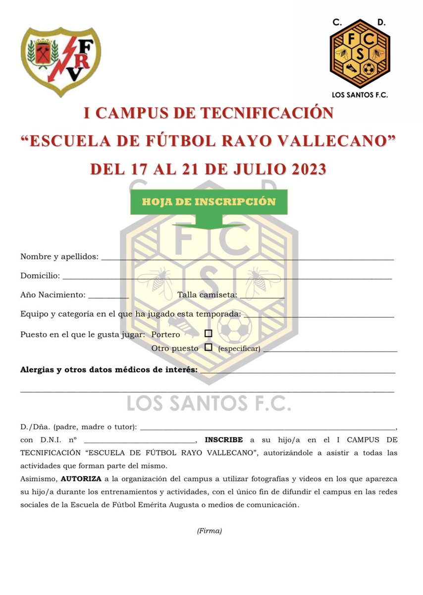 ATENCIÓN: Fundacion Rayo Vallecano nos dice que están muy interesados en el seguimiento de jugadores por esta zona y que cualquier chaval que les llame la atención no dudarán en hacerles un seguimiento personalizado e incluso invitarlos a entrenar a sus instalaciones de Madrid ⚽️