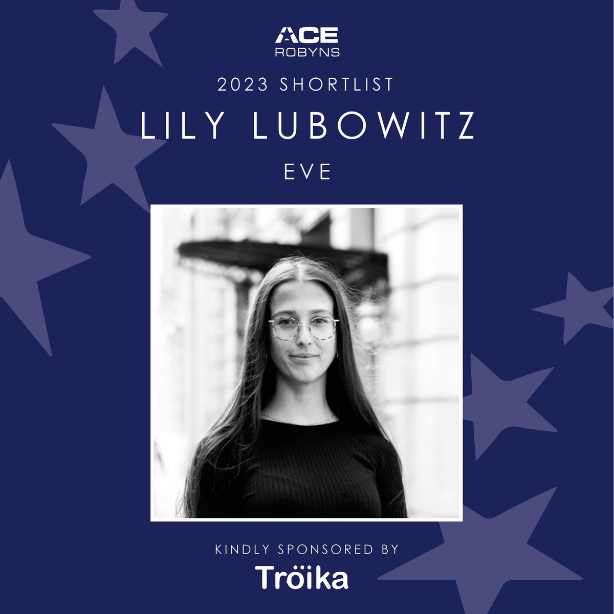 And our final ACE Robyns shortlisted nominee is Lily Lubowitz Head of Venue Sales at Eve. See you on the 11th July at Bluefin. Thanks to our sponsors @Troikachat and our hosts @graysonsuk #acerobyns23 #acenetworking