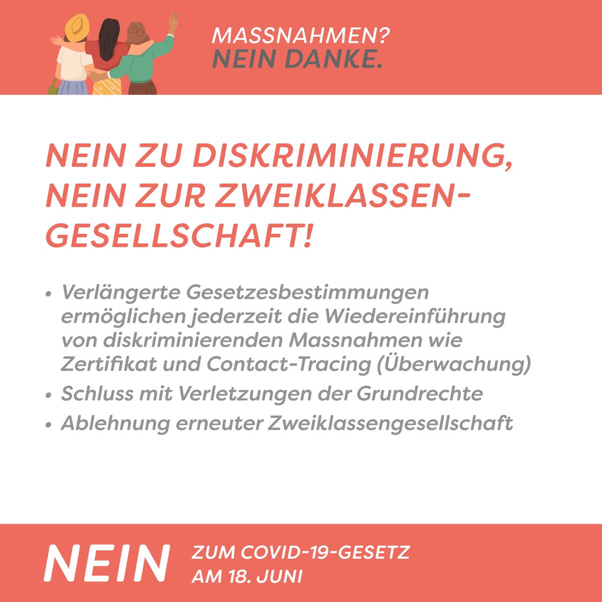 Helft alle mit, das Schweizer Volk von einem Nein zur Spaltung zu überzeugen! 🧡

🫱🏽‍🫲🏼 Jetzt die Kampagne unterstützen: massnahmen-nein.ch/unterstuetzen/