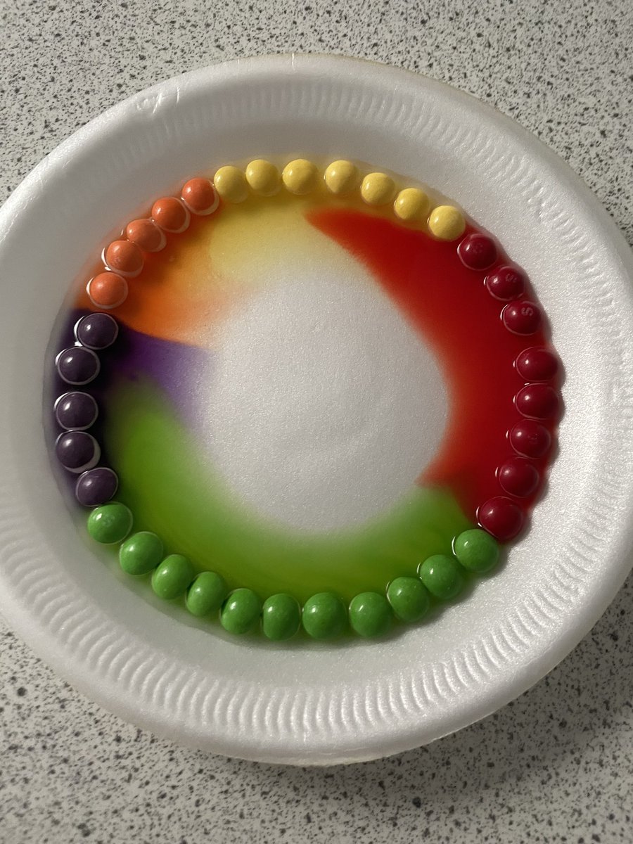 ScienceRHS_'s tweet photo. 8C3 had a great time showing diffusion with skittles! 
#science #diffusion https://t.co/BduOwO3Dnd