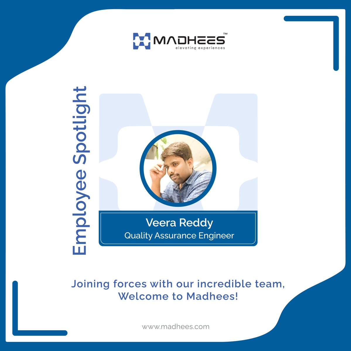 🎉 Joining forces with the best! 🤝 Let's extend a warm welcome to our newest team member Veera Reddy! Together, we'll soar to new heights! ✨

#team #newjoinee #teammadhees #spotlight #team #teambuilding #employees