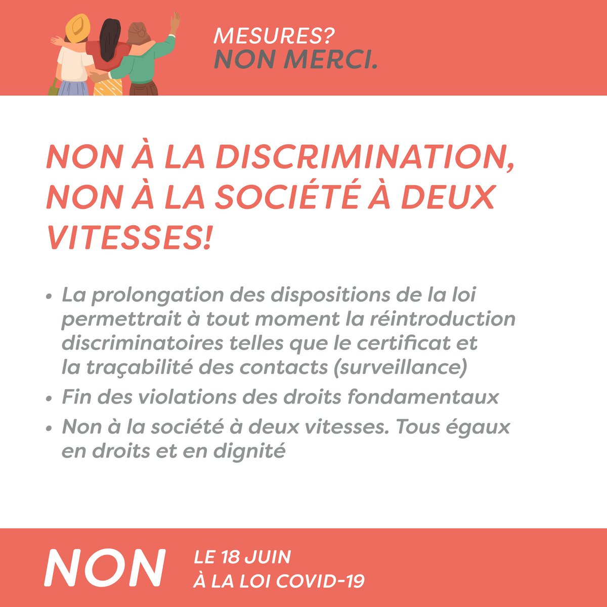 Aidez nous à convaincre le peuple suisse de voter non à la division ! 🧡

🫱🏽‍🫲🏼 Soutenir la campagne dès maintenant: massnahmen-nein.ch/unterstuetzen/