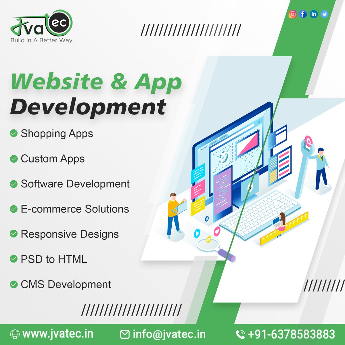 jva_tec's tweet photo. Professional web development services provider offering custom design, WordPress development, corporate branding, consultation and website management.
Contact us to know more👇
Call: ☎️ +91-6378583883
Email:✉️ info@jvatec.in
Website:🌐 https://t.co/MYUijLb4Sv
#Agency #development https://t.co/VCKa7tfvAj