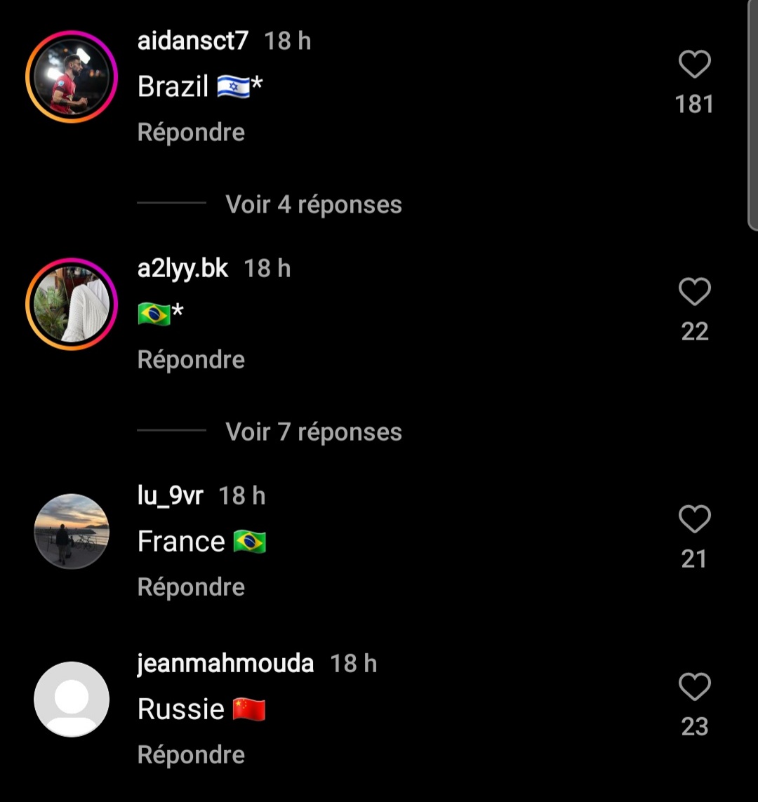 Regardez les commentaires dans la publication insta de Polska au Brésil  mdrr
