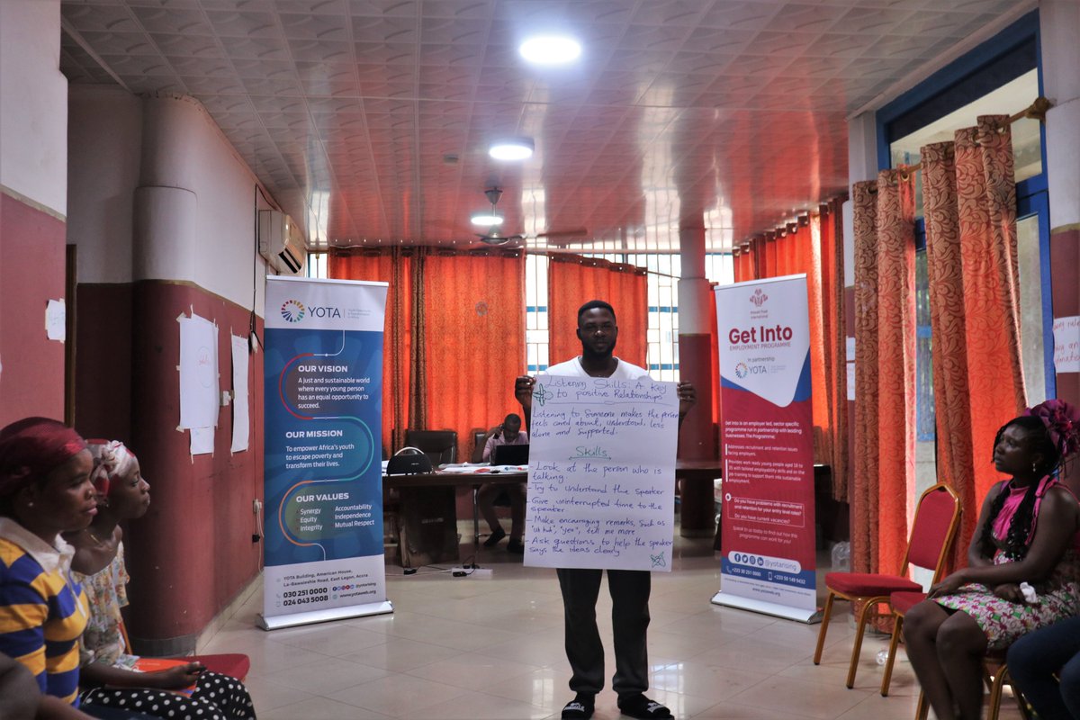 YotaRising's tweet photo. Day 4 of the Get Into Soft Skills Training in Kumasi focused on teaching the participants listening skills, assertiveness and how to handle customer complaints tactfully.   

#getintoemployment
@PrincesTrustInt https://t.co/BwFhygxlQC