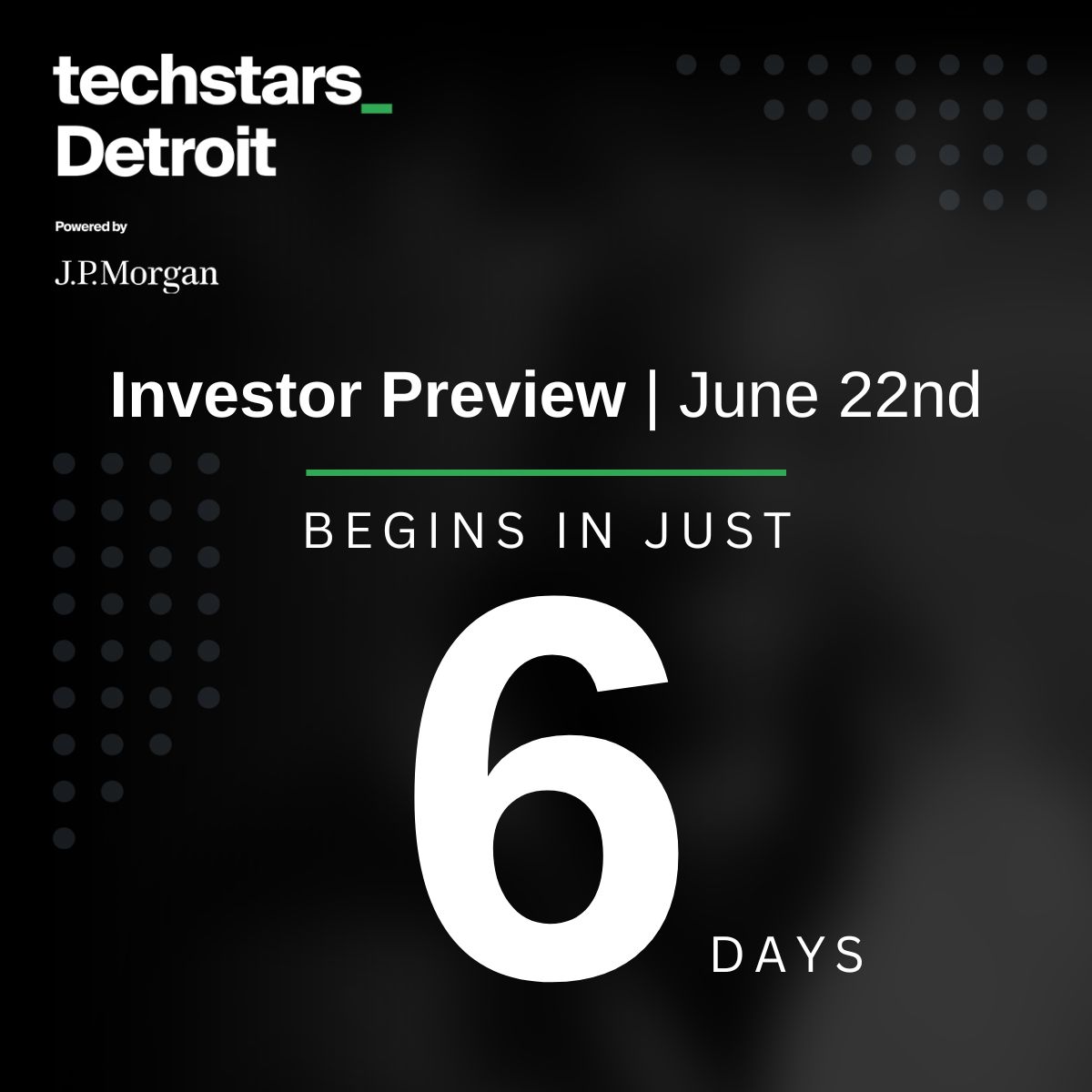 Investor Reminder: Virtual Investor Spring 2023 Class Preview is 6 days away.

Don't miss the opportunity to expand your investment portfolio and network with like-minded professionals. Hurry, spots are limited!

👉 Register now to secure your place @ lu.ma/detroitjpm