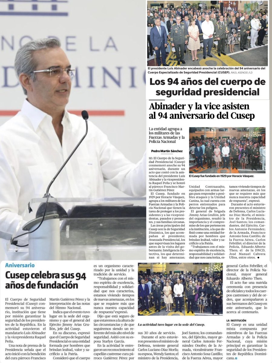 G_GomezJ's tweet photo. El #Presidente @luisabinader encabezó anoche la celebración del 94 aniversario del Cuerpo Especializado de Seguridad Presidencial (#CUESP), https://t.co/wPpOVmEeJ4