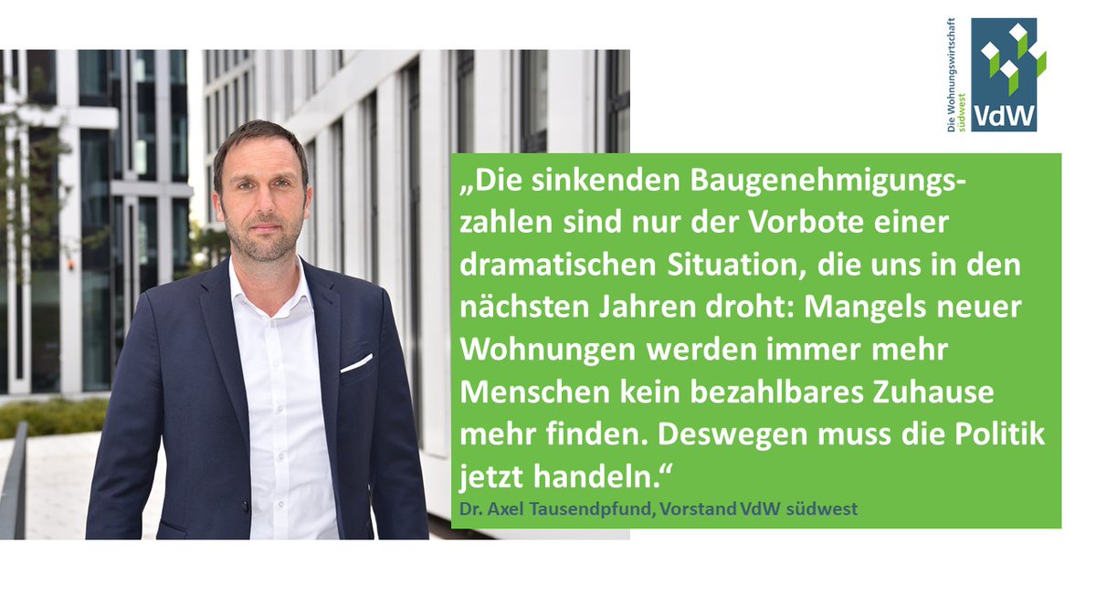 Die Zahl der #Baugenehmigungen in Hessen ist im April ggü. dem Vorjahr um über 40% zurückgegangen. Der #Wohnungsmarkt steuert auf immer größere Probleme zu. <a href="/ATausendpfund/">Axel Tausendpfund</a> fordert dringend ein Gegensteuern von der Politik 👉 bit.ly/3Jg7T0N