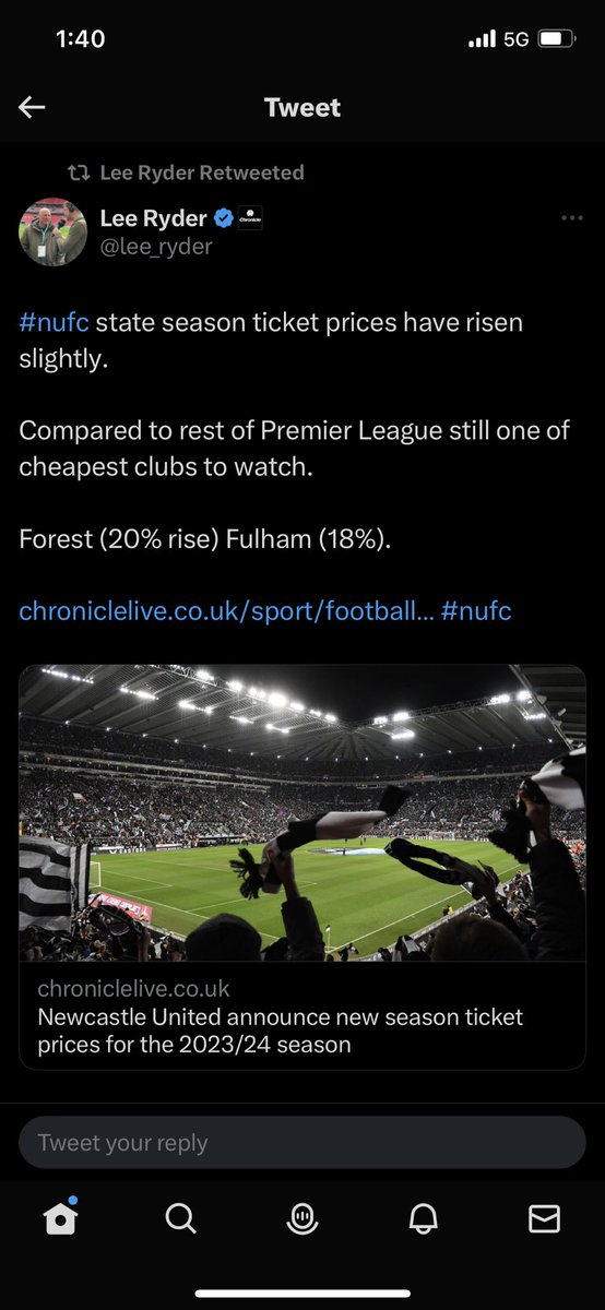 3001Paul's tweet photo. @brycey3011 We had no rise last season on season tickets we 5% this season we champions league Fulham forest not https://t.co/bEg2DLSnxg