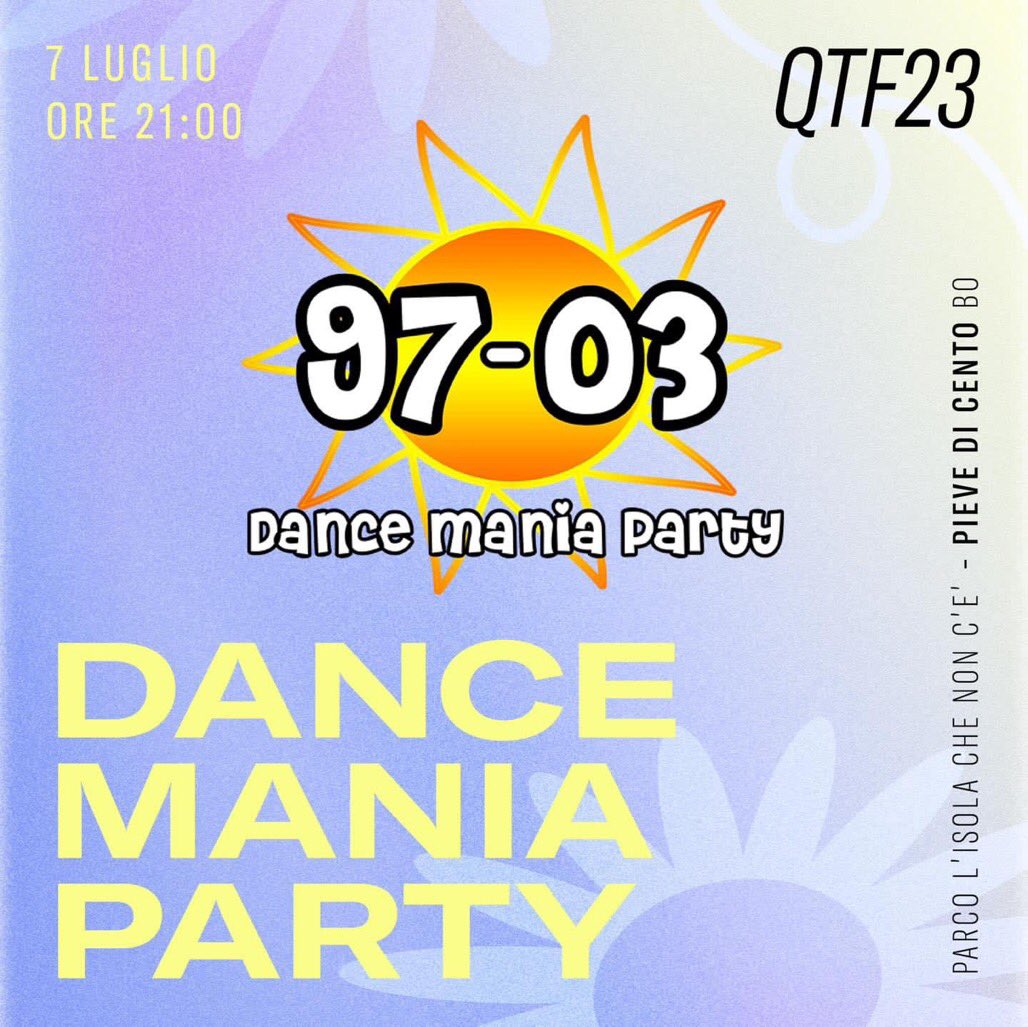 DanceManiaParty's tweet photo. 📅 venerdì 7 luglio 2023
📍 Pieve di Cento BO - Parco Isola che non c'è
🤑 ingresso libero e gratuito

#DanceManiaParty #PievediCento #QuartoTempo #QuartoTempoFestival https://t.co/TetmNbWgkt