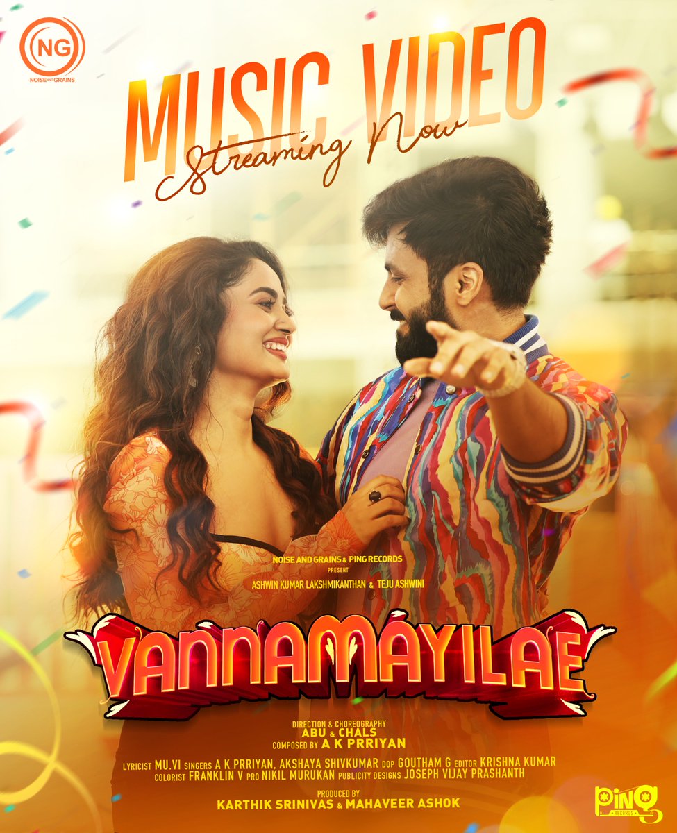 kayaldevaraj's tweet photo. #Vannamayilae 🦚 Music Video Streaming Now 🙌🏼
▶️ https://t.co/OzA0LIAgHW
@noiseandgrains @pingrecords @i_amak @teju_ashwini_ @karya2000 @itisveer @AKPriyan3 @singer_akshaya @abusdc @SAMSONCHARLESR @gouthamgdop @onlynikil
#NoiseAndGrains #PingRecords #VannamayilaeOnPingrecords https://t.co/vACWaQWPjY