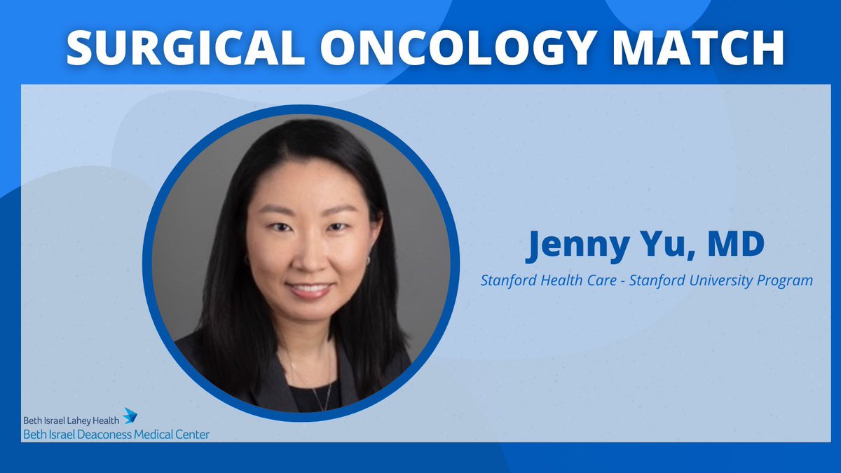 BIDMC Department of Surgery (@bidmcsurgery) on Twitter photo Congratulations to our general surgery resident <a href="/LJennyYu/">L. Jenny Yu, MD</a> on her fantastic surgical oncology fellowship match!🎉 Congratulations to our general surgery resident <a href="/LJennyYu/">L. Jenny Yu, MD</a> on her fantastic surgical oncology fellowship match!🎉