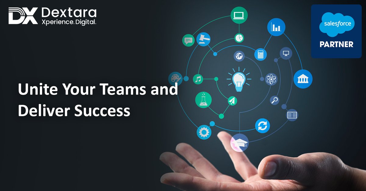 #Salesforce unites #marketing, #sales, #commerce, service, and IT on the same integrated platform.
Connect with us to find out how companies use Salesforce #Customer360 to help clients unite every team around the customer: lnkd.in/gAqkdwWT

#dextara #salesforceconsulting