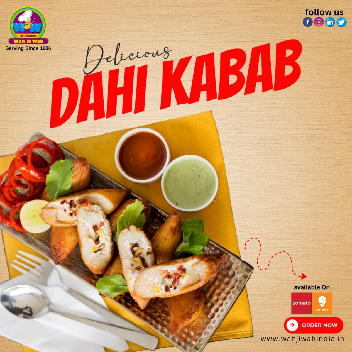 Wah Ji Wah
Serving Since 1986
Kabab your way to happiness!
.
.
available On zomato and SWIGGY
wahjiwahindia.in
Call us now to order. +91 9811866587
.
.
#Food #wahjiwah #Healthyfood #Gravwebsolution #momos #Newdelhifood #Indiafood #delicious #deliciousfood #tandoorichaap