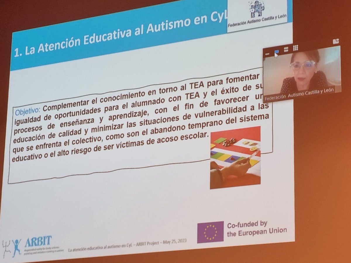 ARBIT_project's tweet photo. Besides, part of the speeches have dealt with the incidence and support services in the educational field offered by @autismoavila, and with the educational attention to autism in Castilla y León by @Autismo_CyL. https://t.co/of9TCAYk7u
