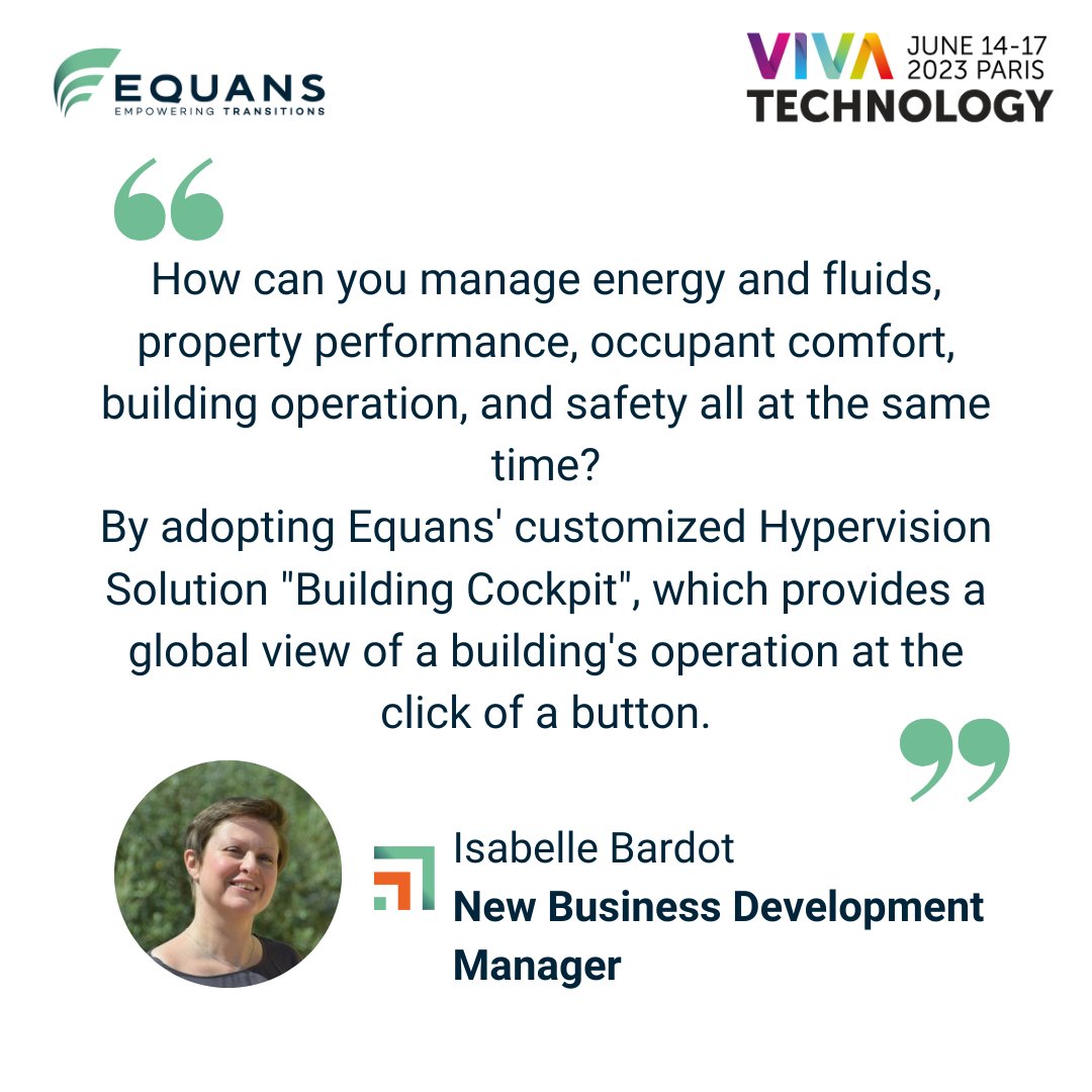 EQUANS_Official's tweet photo. 📣#VivaTech🚀
🗓️June 16th
🕐2:50 PM
Isabelle Barbot, Head of New Business Development at #Equans, participates in the #SmartBuilding round table. She presents the innovative Cockpit Smart Building, designed to optimize usage and consumption.
#BY4Future https://t.co/lNXKmGU03P