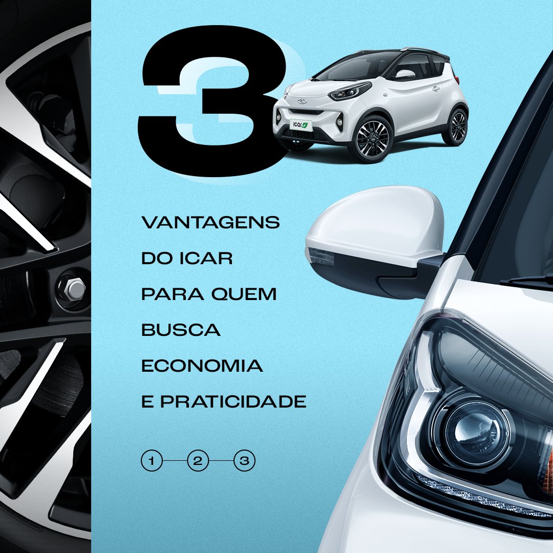 caoa_chery's tweet photo. Os carros elétricos chegaram para ficar e o futuro da mobilidade vai ser cada vez mais elétrico. Se você tem curiosidade sobre esse assunto, chegou a hora de entender por que o iCar é um carro tão prático e econômico. Segue o fio 👇 https://t.co/27W4DU8Ix9