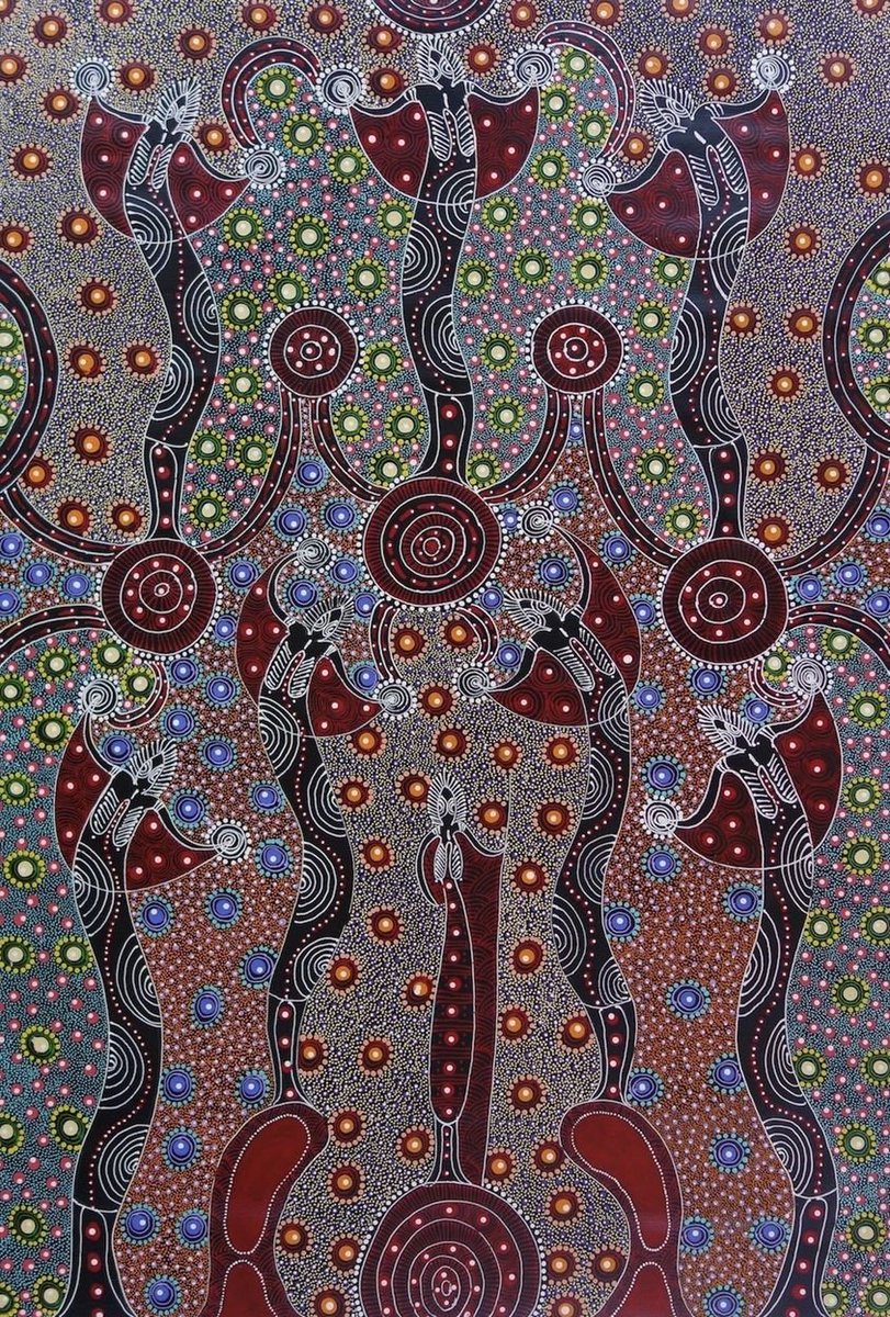 Happy Friday Hippies!

Colleen Wallace Nungarrayi (Nungari) b. 1973
Australian First Nations Artist
‘Dreamtime sisters’ nd
Acrylic on linen
133 x 109 cm