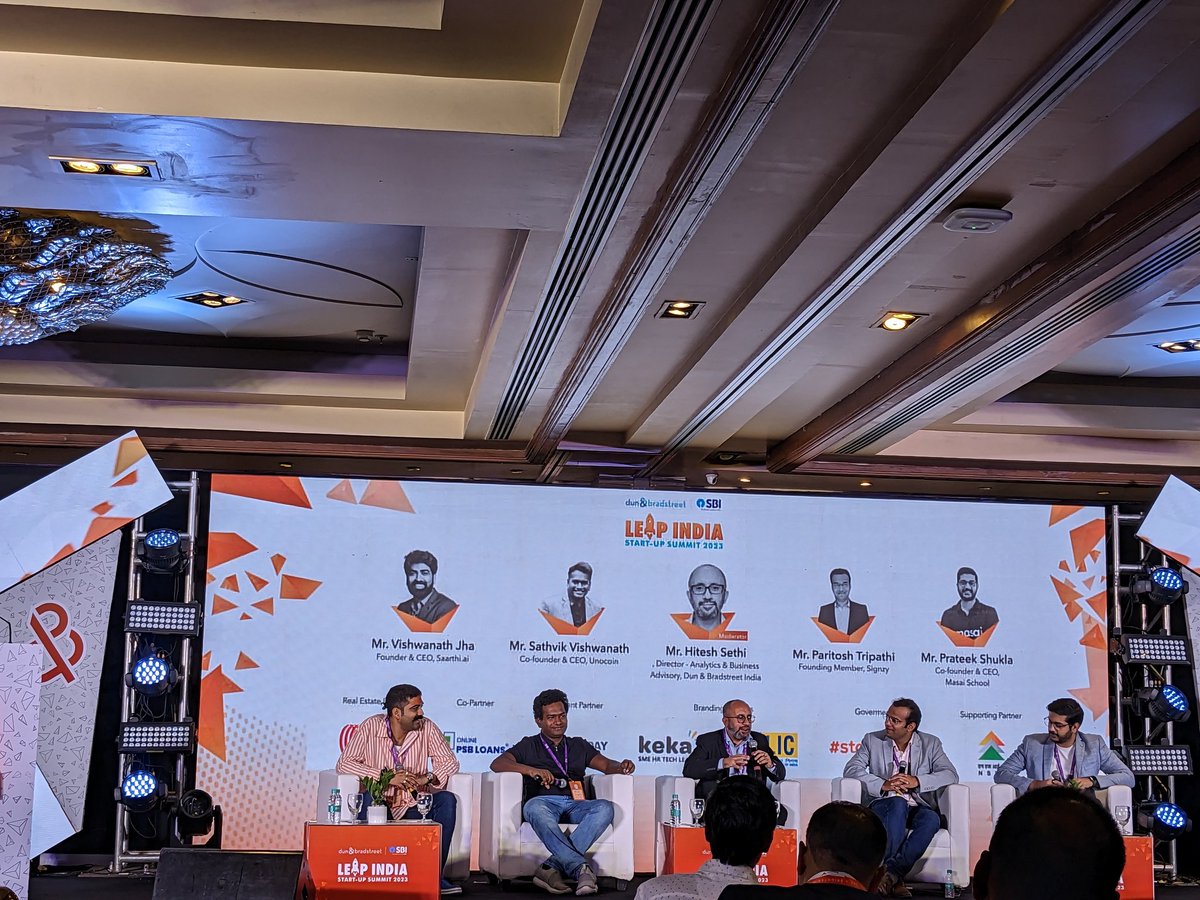Rahul_IdeaHub's tweet photo. Each has a unique journey & yours too would be different, so don't copy, but craft.
Leap India Start-Up Summit 2023 with @DunBradstreet
Vishwanath Jha from @saarthi_ai
Sathvik Vishwanath from @Unocoin
Paritosh Tripathi from @TeamSignzy
Prateek Shukla from @masaischool
#leapindia https://t.co/92nGYKO4mS
