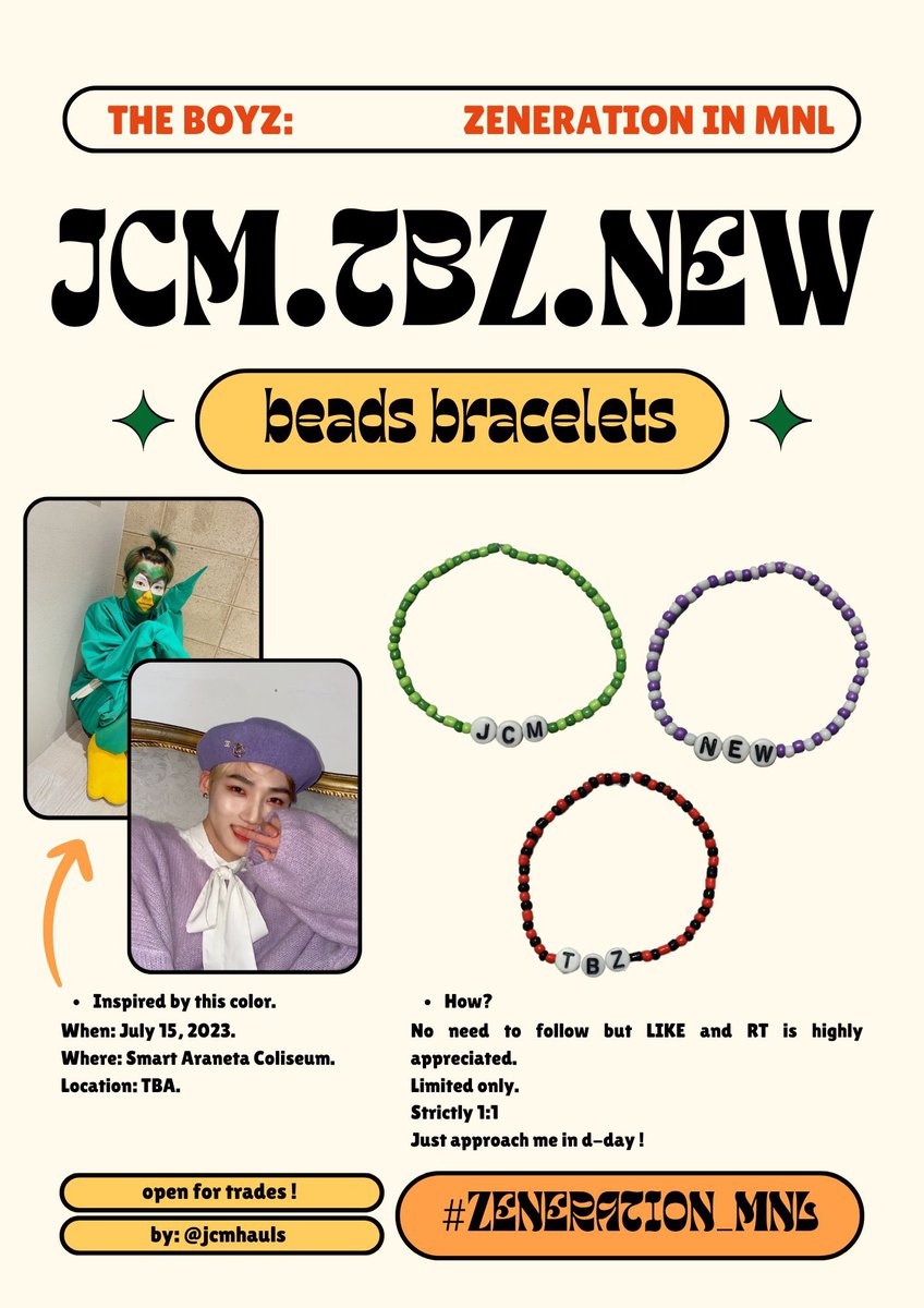 #ZENERATION_MNL 

(ﾉ◕ヮ◕)ﾉ*:･ﾟ✧ beads bracelets by @jcmhauls. 🤍

✿ like and rt is highly appreciated 
✿ strictly 1:1
✿ open for trades !! (just dm me)

see you !! ><🫶

#ZENERATION_MNL #THEBOYZ #new #jcm #tbz 🤍