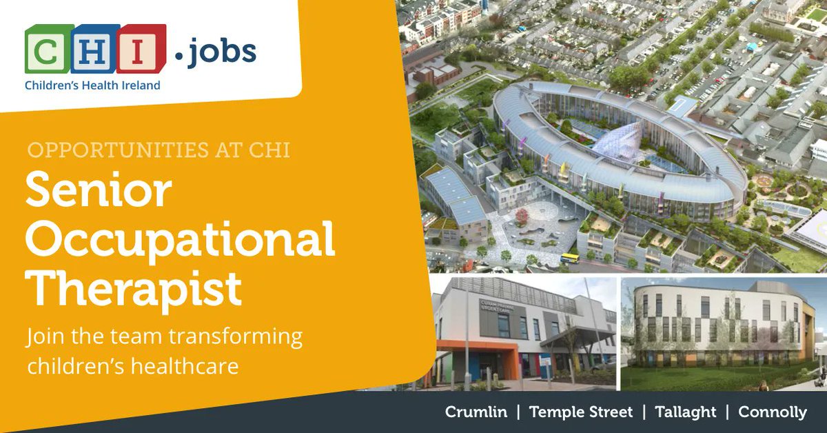 Become part of our diverse but really inclusive community at Children’s Health Ireland. Applications are invited for the role of Senior Occupational Therapist

buff.ly/3NaUbNR   

Role closes on 4 Jul 2023, 18:00

#chijobs #healthcare #jobfairy #hiring #jointeamchi