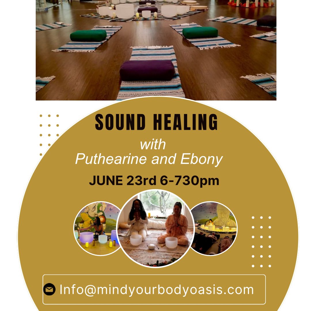 We’re so excited about this sound healing happening on 6/23 

Ebony and Puthearine are hosting this special experience together

They’ll start with breath work to help you center and be present followed by an immersive sound healing experience with several instruments.