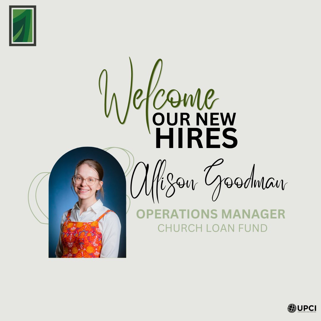 UPCLF's tweet image. Allison Goodman joined the Church Loan Fund in 2023! Help us welcome her to the team!

#UPCI #UPCLF #Stewardship