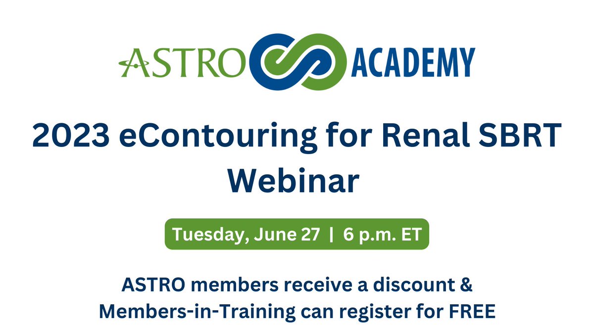 ASTRO (@astro_org) on Twitter photo Register today for the eContouring for Renal SBRT Webinar Tuesday 6/27 at 6 p.m. ET. This webinar offers a comprehensive review of radiation planning & hands-on contouring practice plus a live webinar with Q&A. ow.ly/I9mT50OPzpu <a href="/_ShankarSiva/">Shankar Siva</a> <a href="/HardcastleNick/">Nick Hardcastle</a> Register today for the eContouring for Renal SBRT Webinar Tuesday 6/27 at 6 p.m. ET. This webinar offers a comprehensive review of radiation planning & hands-on contouring practice plus a live webinar with Q&A. ow.ly/I9mT50OPzpu <a href="/_ShankarSiva/">Shankar Siva</a> <a href="/HardcastleNick/">Nick Hardcastle</a>