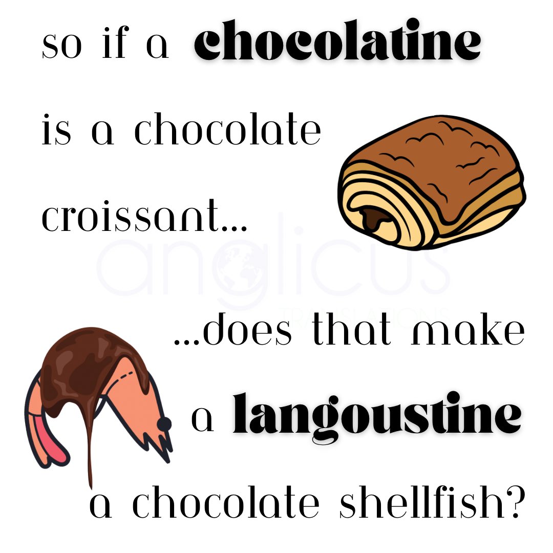 AnglicusTrans's tweet image. Thought of the day inspired by an impromptu mini translation request!

If anyone fancies trying chocolate shellfish then let me know how that works out for you 😂

🌟 Happy Friday everyone! 🌟

#xl8