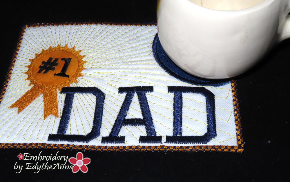 Father's Day is right around the corner!- Honor Dad with this easy to stitch Mug Mat for Dad to place on his office desk or next to his favorite chair!
bit.ly/3oW7z02
#EmbroiderybyEdytheAnne  #InTheHoopMachineEmbroidery    #MugMat #MugRug #FathersDay #Dad