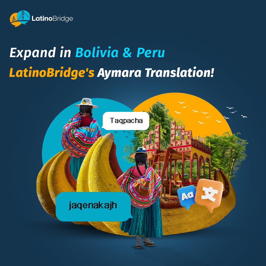 Exciting news! LatinoBridge is now offering Aymara language translation services. 

Aymara is one of the official languages of Bolivia and Peru, as well as being widely spoken in Chile and Argentina. 

Learn more about our Aymara translation services! 
https://t.co/y62FCWmWLt https://t.co/EHswn3hBdM