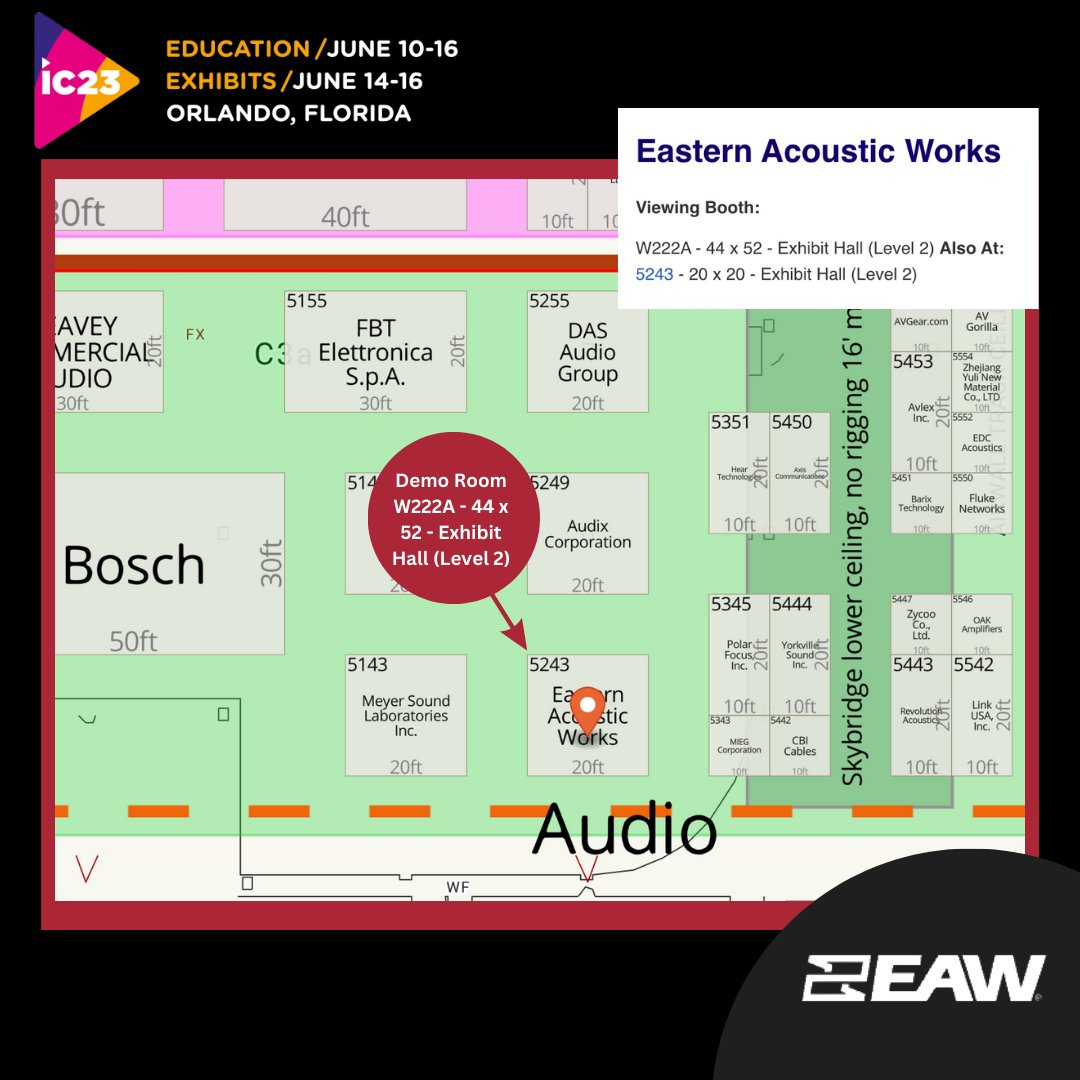 easternacoustic's tweet photo. Come visit our booth or demo room for the last day of InfoComm!
We hope to see you there!
#SoundReinforcementLoudspeakers #ADAPTiveSeries #EAW #EasternAcousticWorks #AdaptiveLoudspeakers #EasytoInstallSpeakers #SpeakerSoftwareTechnology #infocomm #takecontrolofyoursound https://t.co/WjPVsW4TTD