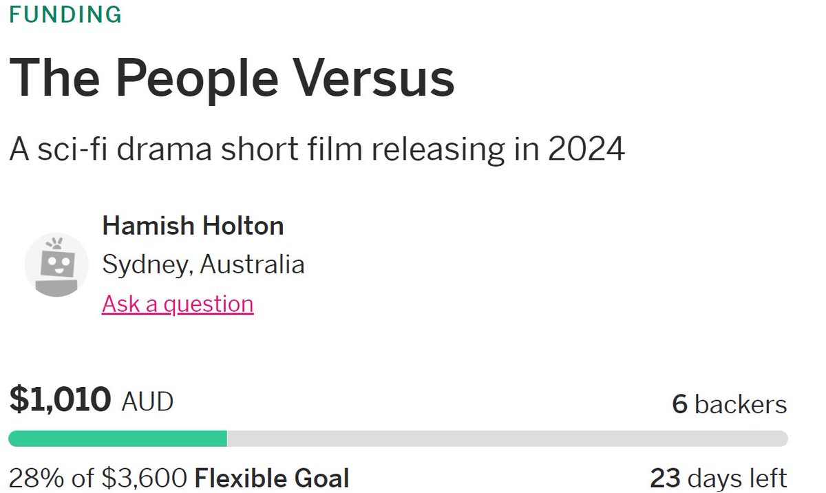Special thanks to Brian &amp; Diana Leslie for pushing us over the $1000 mark! 

The response to this campaign so far has been hugely humbling, let's get it to $3,600!!
indiegogo.com/projects/the-p…

#shortfilm #cinema #studentfilm #filmstudent #sydneyfilmmaker #sydneyfilm #jmcacademy