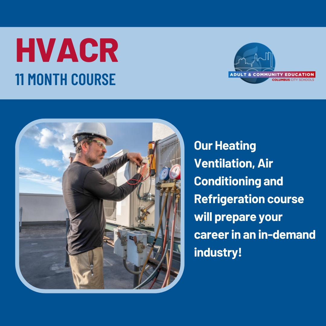 📢 Are you looking for an in-demand career? Join our 11-month HVACR program and receive credentials required for commercial HVACR! 🧰⚙️ Visit the link in our bio for more information! #ACEimproveslives #CareerTechEd ColumbusCitySchools