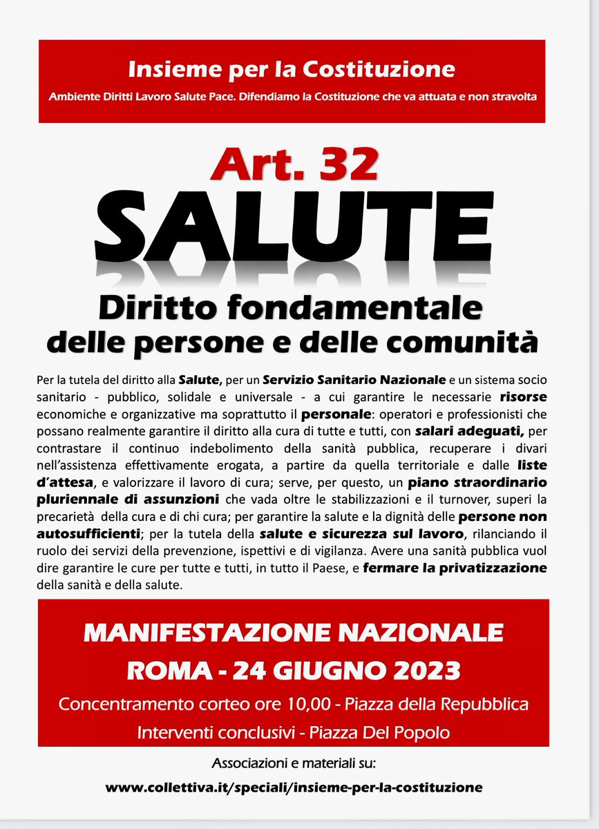 EPPUR SI MUOVE..‼️non fare che sia troppo tardi senza SSN PUBBLICO DI QUALITÀ SI TORNA INDIETRO di anni ..