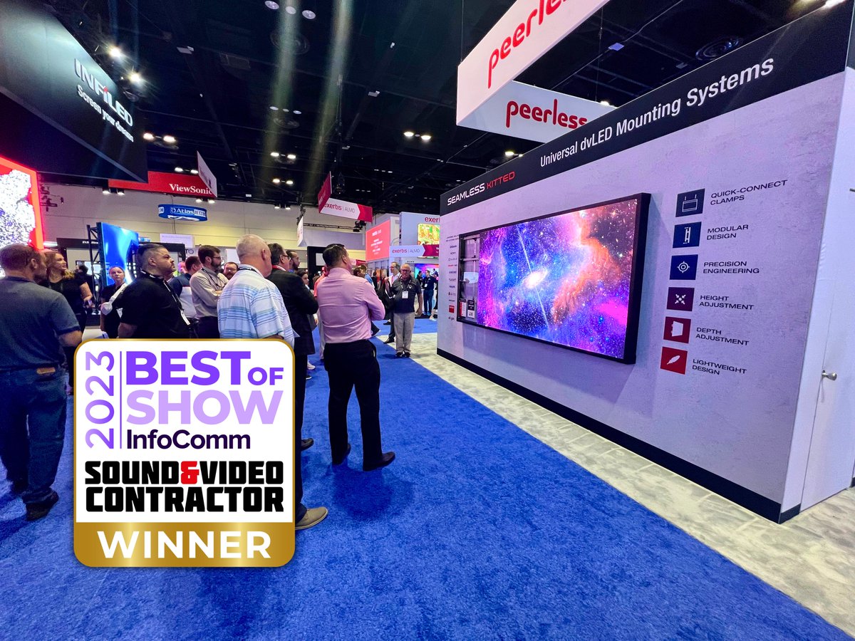 What a perfect way to start the last day of #InfoComm23! Our first time showing the SEAMLESS Kitted Series Universal dvLED Mounting System &amp; we’re taking home a <a href="/SVC_Online/">Sound & Video Contractor</a> Best of Show Award! 🏆 

Check it out in booth 1329! 

#AVTweeps #digitalsignage #DOOH #proAV #videowall