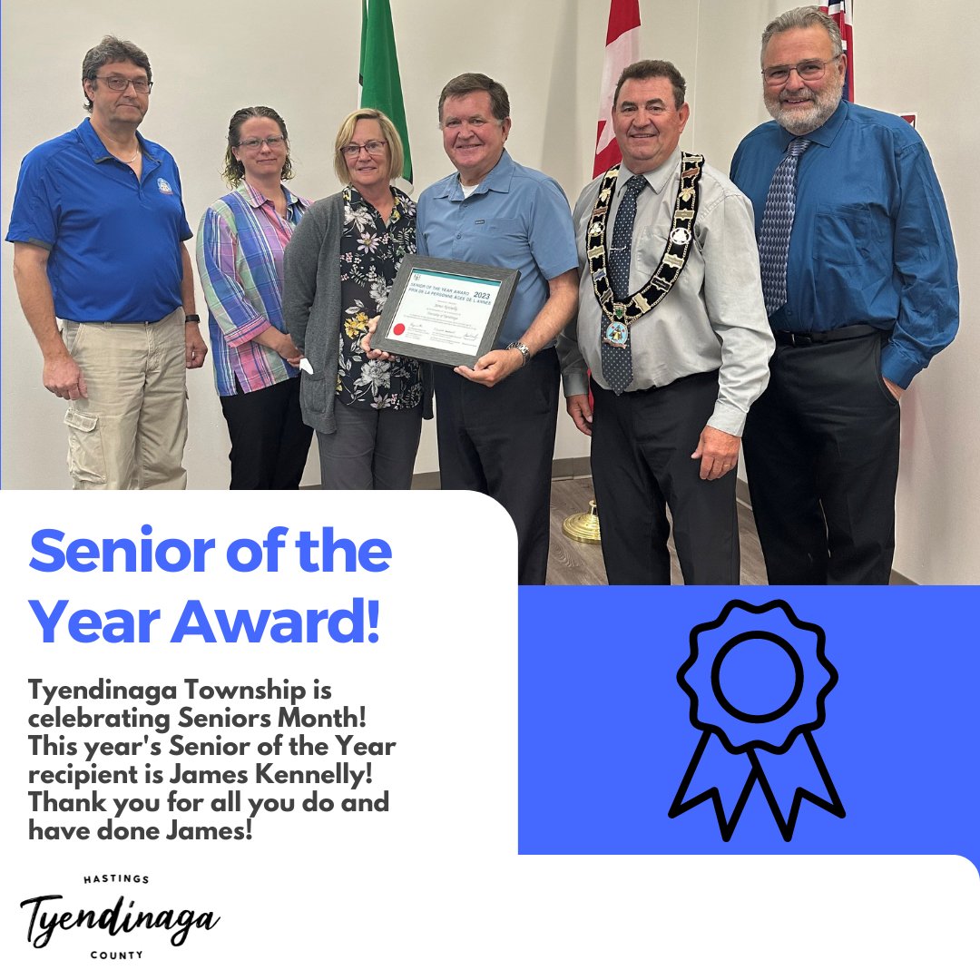 Tyendinaga Township is celebrating Seniors Month! Join us in congratulating James Kennelly, our Senior of the Year!