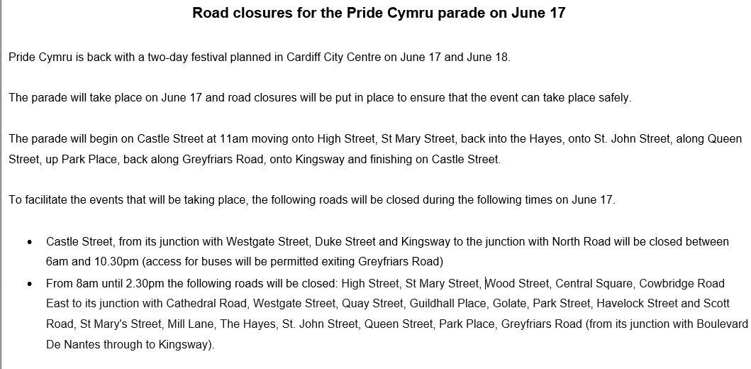 Cardiff Council on Twitter "Rob_Toogood Hi Rob. Road closure details