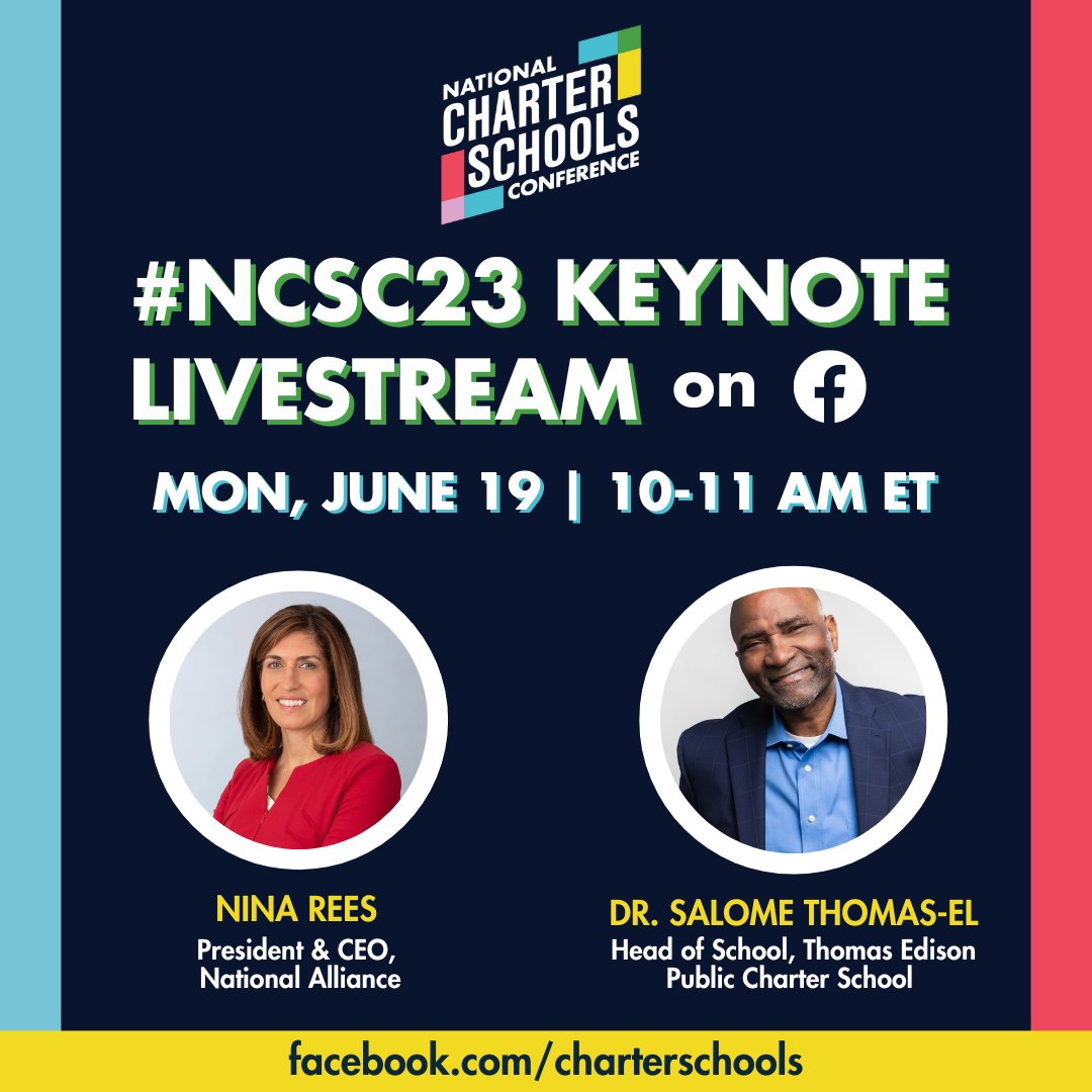 charteralliance's tweet photo. Can't join us in Austin? Tune in virtually to the #NCSC23 keynote Monday at 10 a.m. ET with @Ninacharters and @Principal_EL on FB: https://t.co/6Cet399FYC https://t.co/ijMyM2b1f5