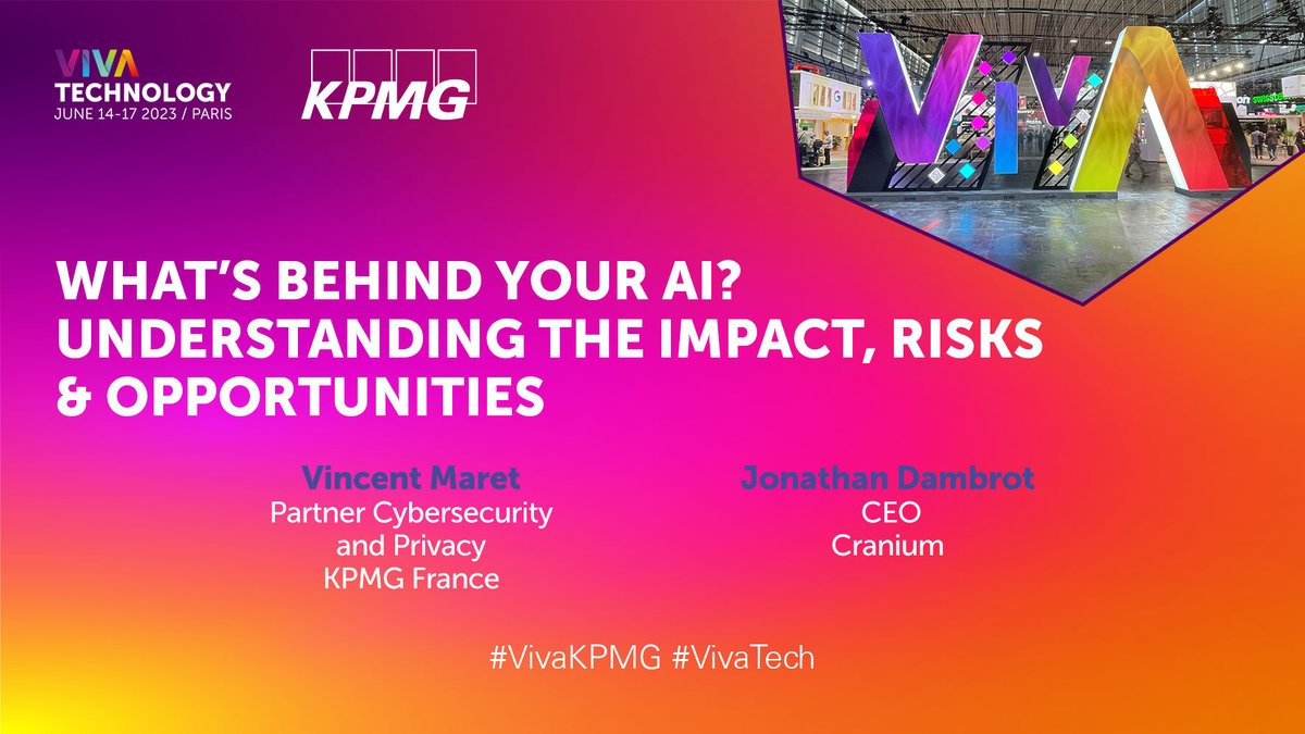 KPMG France (@kpmg_france) on Twitter photo C'est parti pour les keynotes de cet après-midi ! 📣
Nous accueillons <a href="/vincentmaret/">Vincent Maret</a>, Partner Cybersecurity & Privacy chez KPMG et <a href="/DambrotJ/">Jonathan Dambrot</a>, CEO de <a href="/CraniumAi/">Cranium.ai</a> pour échanger autour de l'#IA ! 🚀
#VivaKPMG #VivaTech C'est parti pour les keynotes de cet après-midi ! 📣
Nous accueillons <a href="/vincentmaret/">Vincent Maret</a>, Partner Cybersecurity & Privacy chez KPMG et <a href="/DambrotJ/">Jonathan Dambrot</a>, CEO de <a href="/CraniumAi/">Cranium.ai</a> pour échanger autour de l'#IA ! 🚀
#VivaKPMG #VivaTech