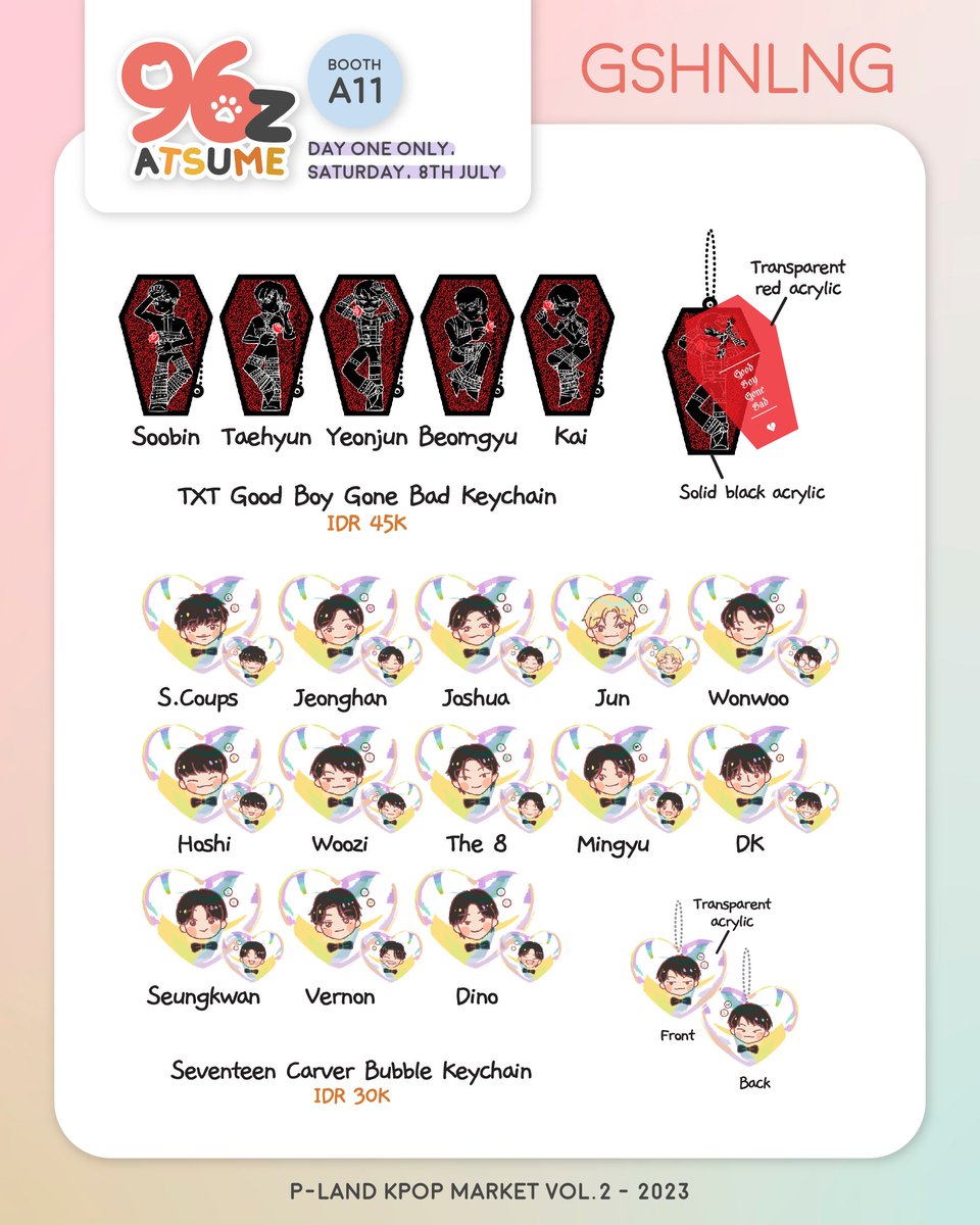 gshnlng's tweet image. [RTs are highly appreciated! 💖]
Complete on the spot catalogue for Pland Art Market Vol 2!  (1/2)

Will be at table A11 with 96z atsume only on Saturday, July 8th! See you!

#PLANDVol2 #PlandVol2_Fanshop 
#SEVENTEEN #TXT #SEVENTEEN_FA #TXT_FA