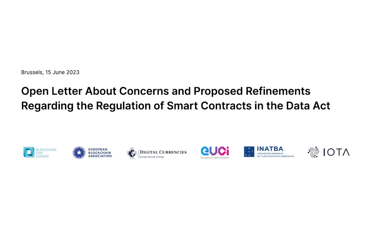 RT @BlockchainforEU: As the trilogue negotiations on the #EUDataAct near their conclusion, the blockchain industry is uniting to urge regulators to address its concerns with the text

@EuCInitiative
@EUBLASORG
@DigitalDcgg
@INATBA_org 
@iota 

➡️Join us …