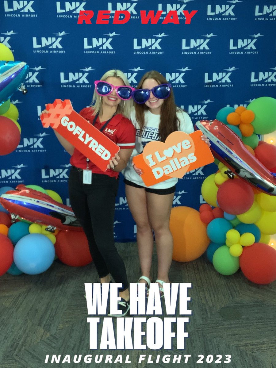 LNKairport's tweet photo. Inaugural Dallas flight for @goflyred! Excited to add @DFWAirport to our destination list! #GoFlyRed #FlyLNK #DFW https://t.co/ILvi1LZ9rD