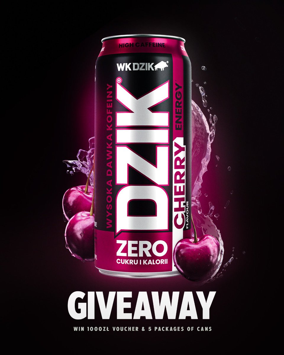 A new flavour, means a new giveaway. We’re hosting a giveaway with #WKDZIK, celebrating their new cherry energy drink.

6 lucky fans have the chance to win:

- 1000 zł voucher to use on wkdzik.pl
- 5 packages of WK Dzik

TAG A FRIEND + RETWEET &amp; LIKE

This giveaway