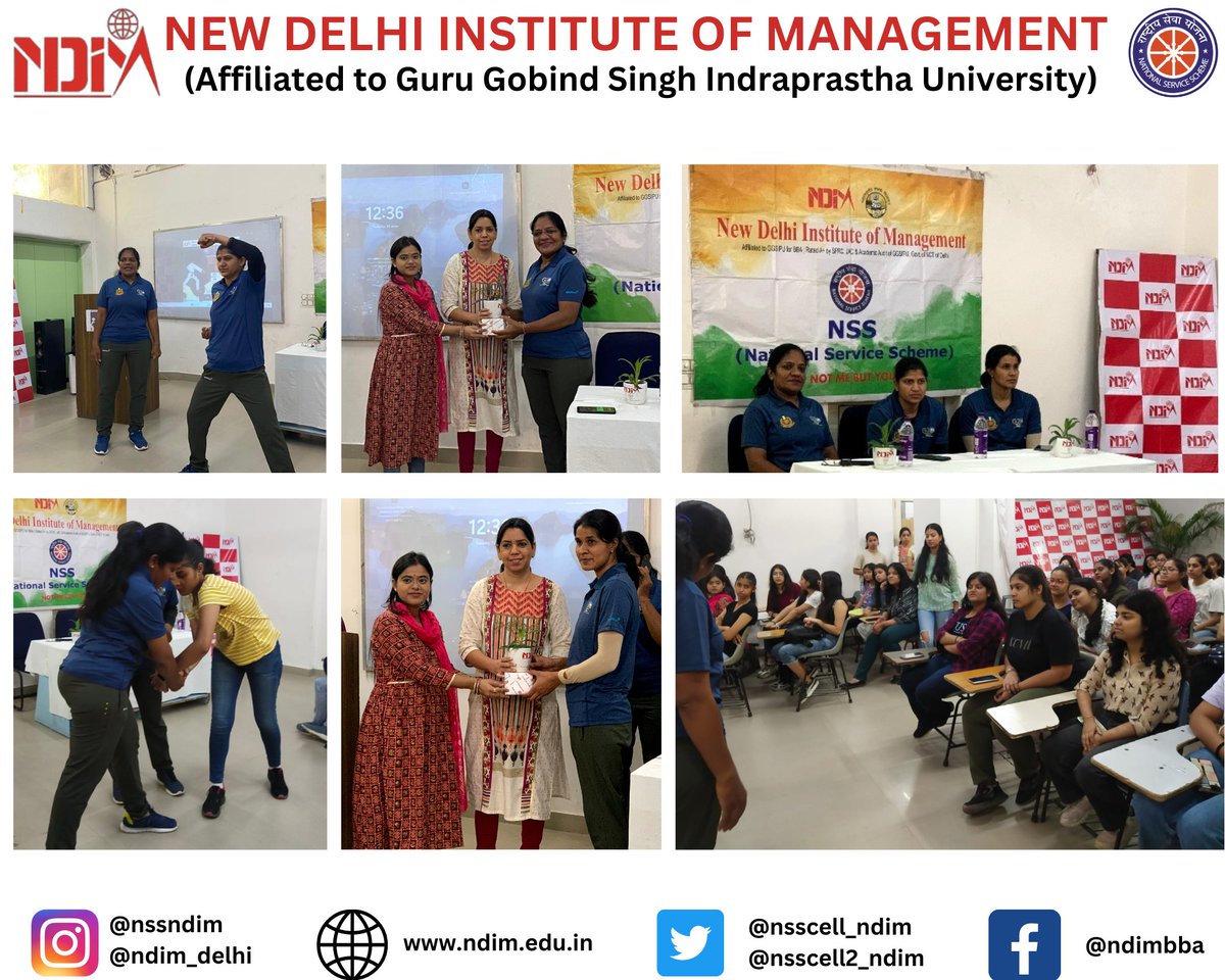 nsscell2_ndim's tweet photo. NDIM-NSS CELL (UNIT 1&2) and NCC of NDIM organised a "Self-defence Workshop" on 13th June 2023 in collaboration with Delhi Police.
Students had an incredible time and learnt essential techniques to protect themselves.
#Selfdefenceworkshop #Empowerment #women #nss #ndim #ndimdelhi https://t.co/jufRlPekyY