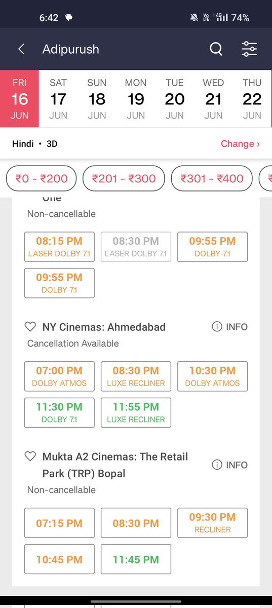 Ahmedabad Night shows 💥💥#Adipurush 
Time to add more 3D shows @Tseries