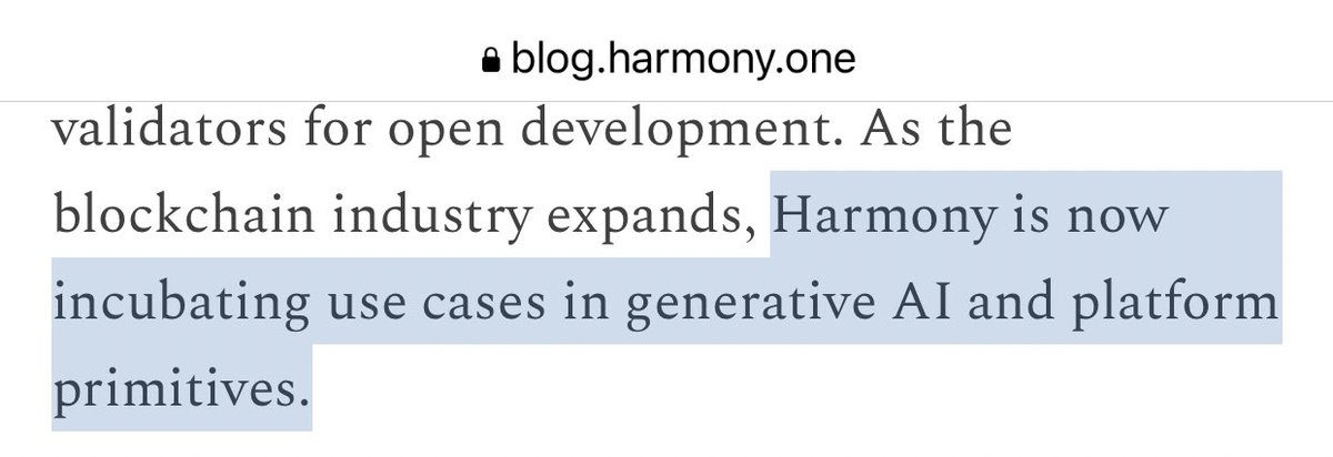.@harmonyprotocol 💙 Very Good Morning ☕️ & Happy Friday everyONE

$ONE is building 💪 

#HarmonyONE is NOW incubating use cases in generative #AI and platform primitives.
