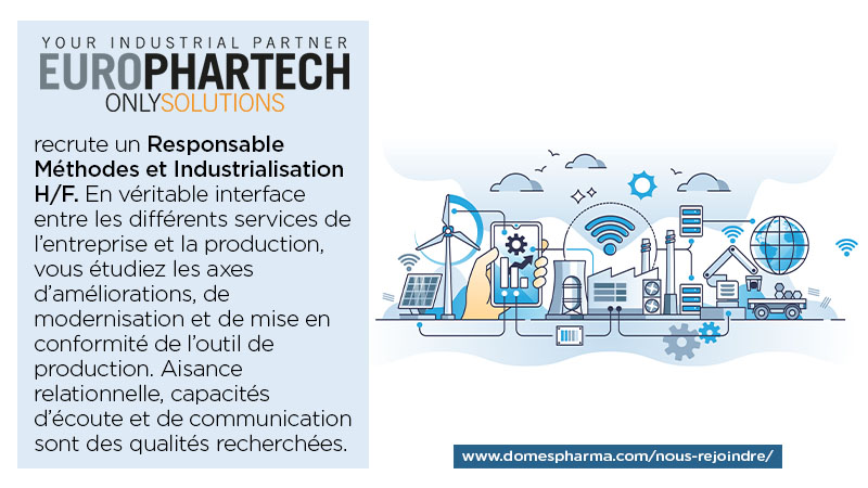 Le laboratoire @Europhartech, filiale du Groupe Dômes Pharma, recherche un Responsable Méthodes et Industrialisation H/F. CDI basé à Lempdes (63).  bit.ly/3qf1Qh4 #rejoigneznous #emplois #AURA #IndustriePharmaceutique