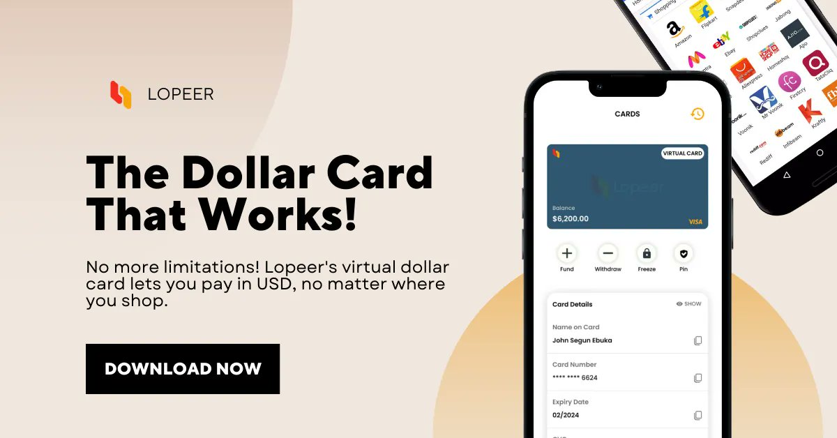 UseLopeer's tweet photo. 🚀️ Get a Free Lopeer Virtual Dollar Mastercard Today! No Transaction Fees. No Maintenance Fees. No Decline Fees. 🔥️ 

Experience Freedom with the Lopeer Virtual USD Card. Spend anywhere, anytime at Zero Fees!  💳️ 🚀️ 
Get Started: https://t.co/wLCbxM4hAt https://t.co/foMTjy437O